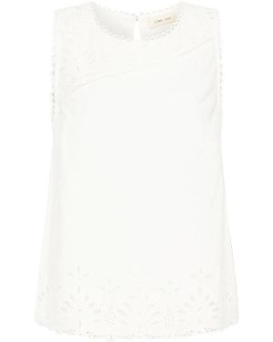 Cream Sleeveless Tops - Blanco