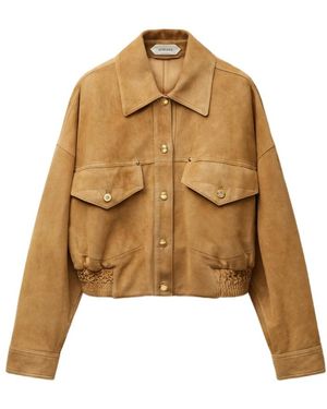 Versace Suede Blouson Jacket - Naturel