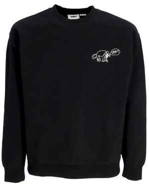 Obey Hoodies & Sweatvesten ,Zwart ,Katoen Zwarte Hond Doodle Crew Fleece Sweatshirt