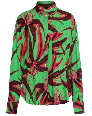Louisa Ballou Bedrucktes Viskose-Shirt - Grün