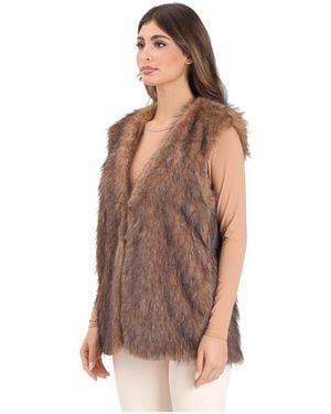 ONLY Ärmellose Kunstfellweste - Braun