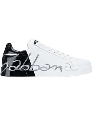 Dolce & Gabbana Schwarze Weiße Herren Sneakers Sport Portofino