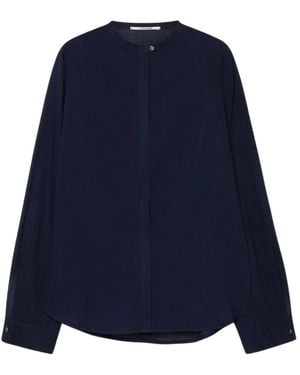 Pomandère Blau Gestreiftes Baumwollhemd
