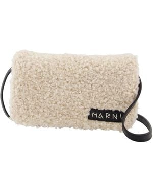 Marni Weiße Synthetische Crossbody-Tasche Mit Kette - Natur