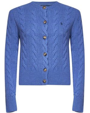 Polo Ralph Lauren Truien & Vesten ,Blauw ,Wol Kabel Gebreide Vest