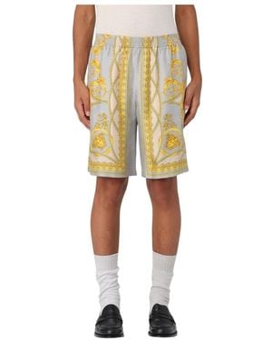 Versace Barock-Print Seidenshorts - Gelb