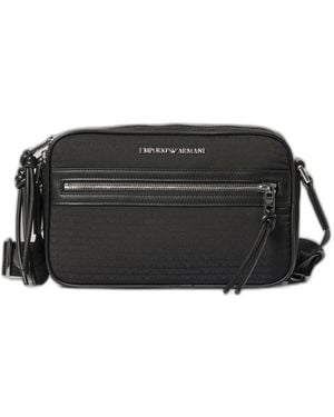 Emporio Armani Nylon Crossbody Bag Mit Logo - Schwarz