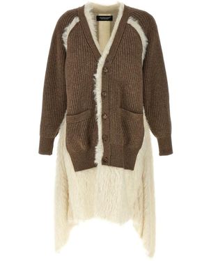 Undercover Cardigan Aus Zwei Materialien - Braun