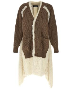 Undercover Cardigan Aus Zwei Materialien - Braun