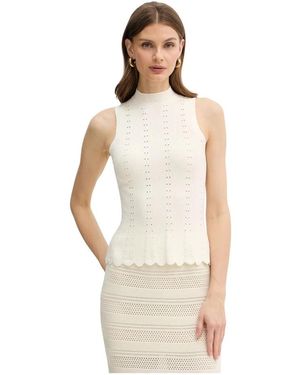Twinset Tops ,Polyester Top Met Mocknek En Festonrand - Wit