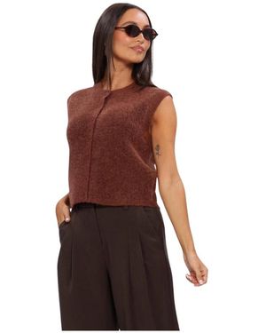 SELECTED Slwlulu Sl Knopf Rundhals Weste - Braun