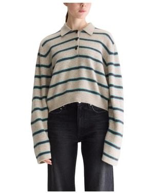 Bellerose Dussyr Gestreifter Poloshirt Pullover - Grau