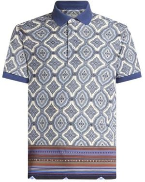 Etro Tops ,Veelkleurig ,Katoen Polo Met Geometrische Print - Blauw
