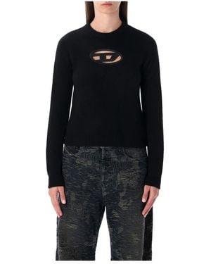 DIESEL Slim Gebreide Trui Met Uitgesneden Detail - Zwart