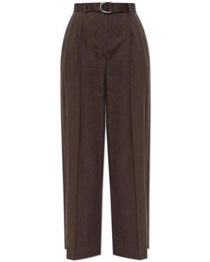 Helmut Lang Broeken ,Bruin ,Linnen Wijde Broek Met Vouw