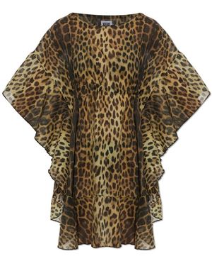Moschino Badmode ,Bruin ,Katoen Strandjurk Met Dierenprint - Groen