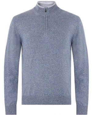 Fedeli Truien & Vesten ,Blauw ,Katoen Elegant Zip Sweater