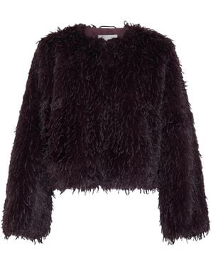 Ichi Faux Fur & Shearling Jacke - Schwarz
