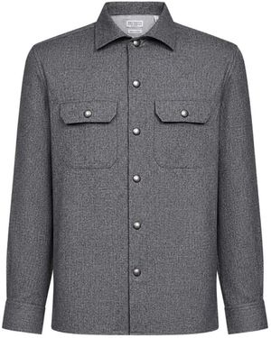 Brunello Cucinelli Overhemden ,Grijs ,Casual Shirts