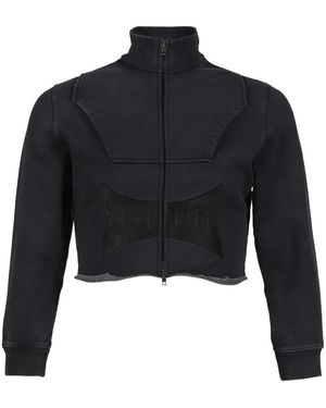 Vetements Hoodies & Sweatvesten ,Zwart ,Upside-Down Logo Zip-Up Hoodie - Blauw