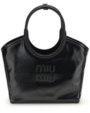 Miu Miu Calf Leather Bos Taurus Handtasche - Schwarz