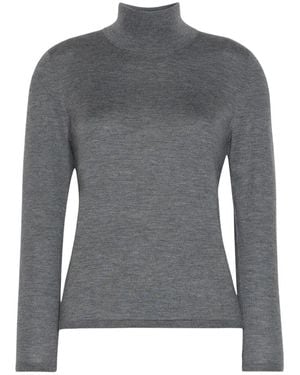 Max Mara Truien & Vesten ,Grijs ,Kasjmier Pullover Met Col