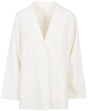 Apuntob Weiße Knopfjacke Mit Taschen
