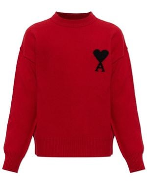Ami Paris Round-Neck Knitwear - Rojo