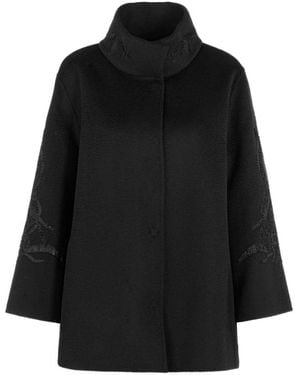 Marc Cain Jassen ,Zwart ,Wol Outdoor Jacket