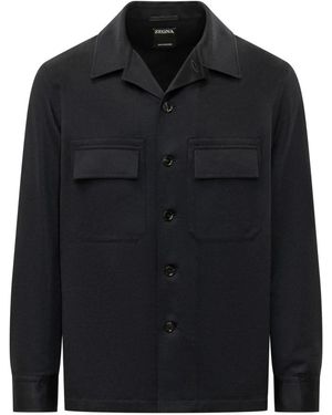 ZEGNA Jassen ,Zwart ,Kasjmier Alba Cashmere Overshirt