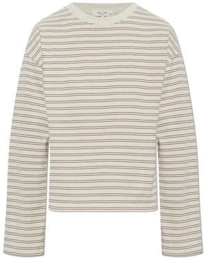 Rag & Bone Kelly Boxy Gestreiftes Langarmshirt - Grau