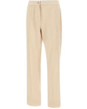 Elena Miro Straight Trousers - Natural