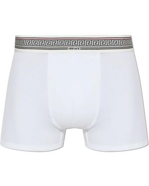 Versace Ondergoed ,Wit ,Katoen Geribbelde Katoenen Jersey Trunks