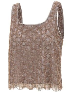 ROTATE BIRGER CHRISTENSEN Tops ,Bruin ,Polyester Scallop Sequin Top