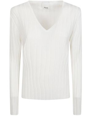 Allude V-Neck Knitwear - Blanco