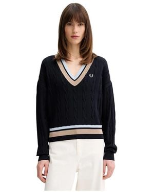 Fred Perry V-Neck Truien - Zwart
