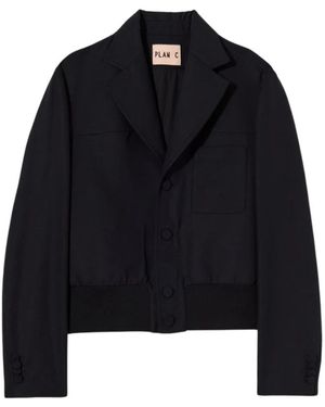 Plan C Cropped Tailored Jacket - Schwarz