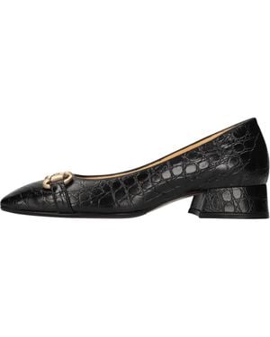 Mara Bini Schoenen ,Zwart ,Leer Decollete Cocco Stampato