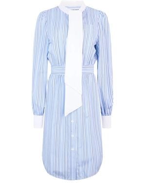 Moschino Kleedjes ,Blauw ,Katoen Gestreepte Katoenen Popeline Midi Jurk