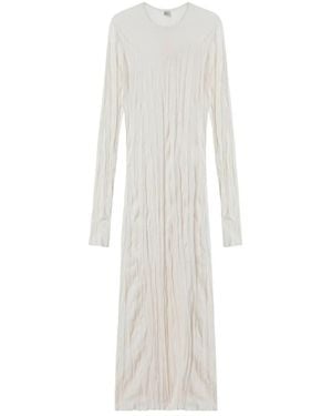 TOTEME Crinkled Knit Long Sleeve Dress - Wit