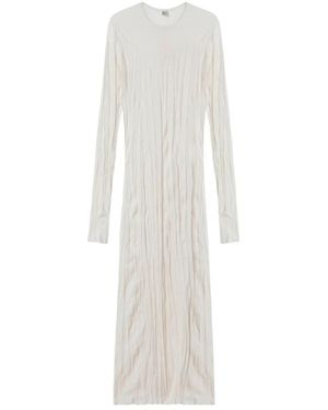 TOTEME Crinkled Knit Long Sleeve Dress - Wit