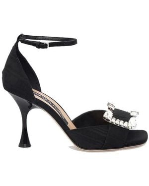 Sergio Rossi Kristalversierde Sandalen Met Enkelgesp - Zwart