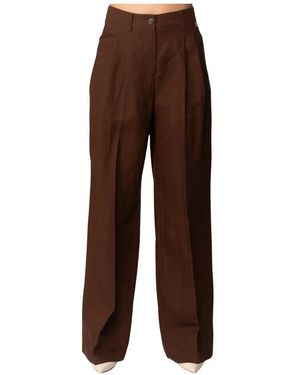 Twinset Broeken ,Bruin ,Linnen Linnenmix Palazzo Broek