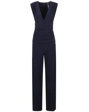 Norma Kamali Jumpsuits & Playsuits ,Blauw ,Polyester Draped Jumpsuit