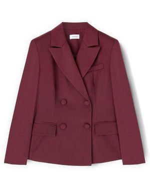 mötivi Jassen ,Rood ,Leer Dubbelrijige Blazer Met Bedekte Knopen - Paars
