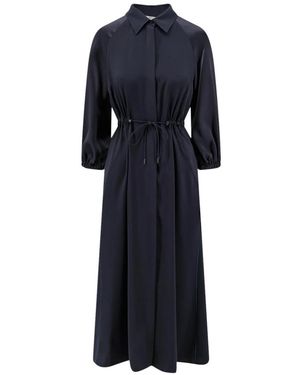 Max Mara Zijden Overhemdjurk - Blauw
