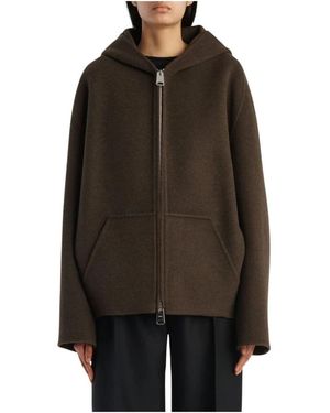 KHAITE Jassen ,Bruin ,Wol Two-Way Zip Hood Jacket