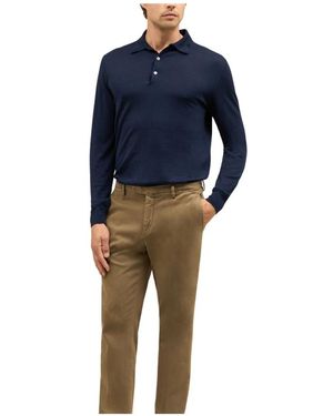 Boglioli Wool Long-Sleeve Polo - Blauw