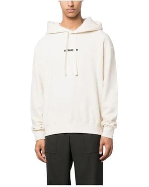 Jil Sander Kapuzenpullover mit logo-print und verstellbarer kapuze - Weiß