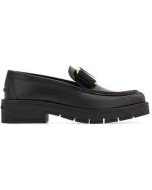 Ferragamo Leren Slip-On Schoenen Met Strikdetail - Zwart